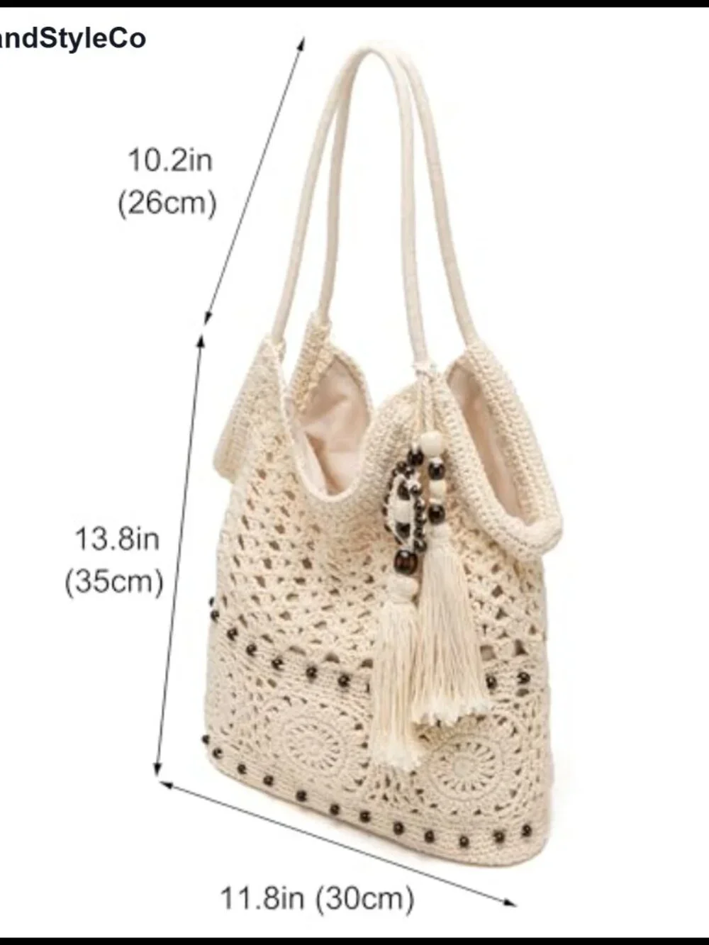 Crochet Hobo Bag Women Woven Macrame Tote Boho Shoulder Purse Tassels Large